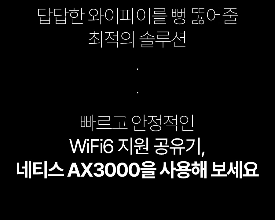 Wi-Fi 6 듀얼밴드 메쉬 와이파이 기가비트 유무선공유기 네티스 AX3000