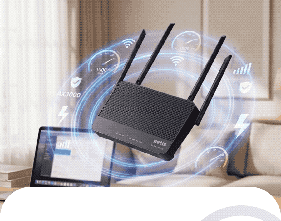 Wi-Fi 6 듀얼밴드 메쉬 와이파이 기가비트 유무선공유기 네티스 AX3000