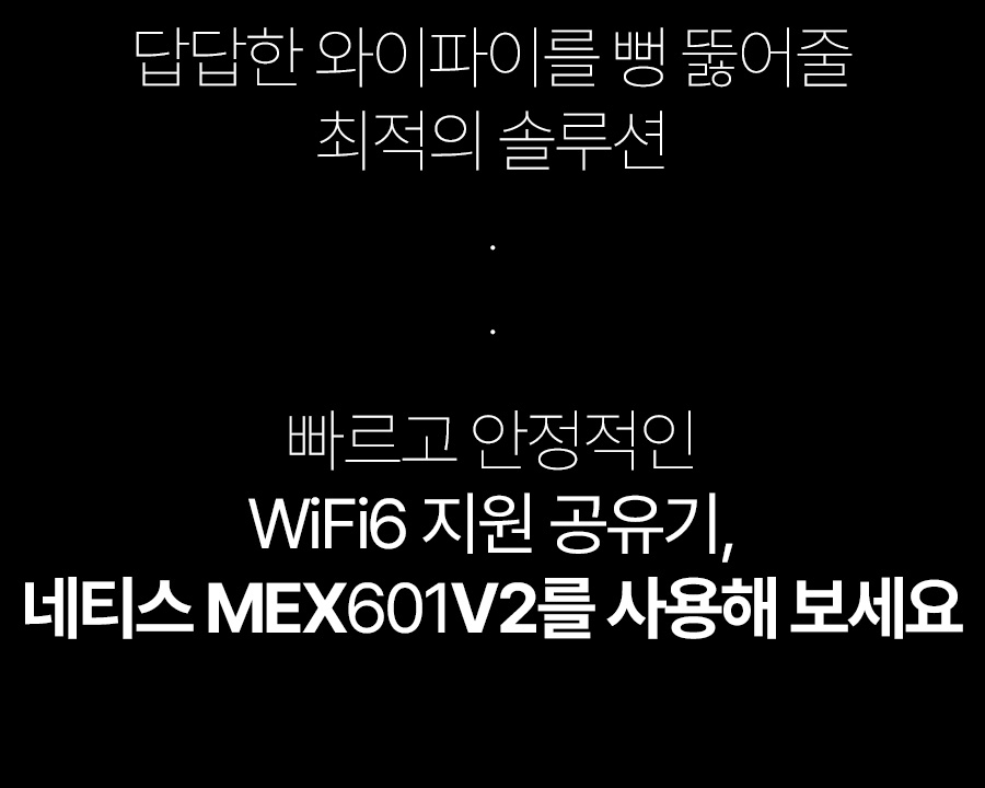 Wi-Fi 6 AX1500 듀얼밴드 메쉬 와이파이 기가비트 유무선공유기 네티스 MEX601V2
